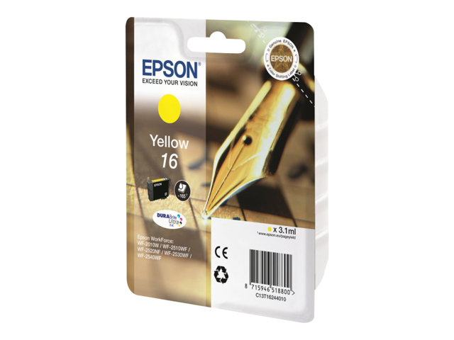Epson 16 - 3.1 Ml - Gul - Original - Blækpatron - For Workforce Wf-2010, 2510, 2520, 2530, 2540, 2630, 2650, 2660, 2750, 2760
