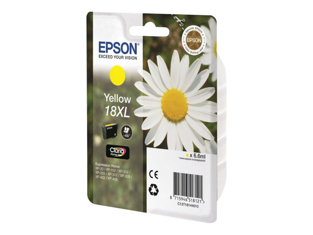 Epson 18Xl - Xl - Gul - Original - Blækpatron - For Expression Home Xp-212, 215, 225, 312, 315, 322, 325, 412, 415, 422, 425