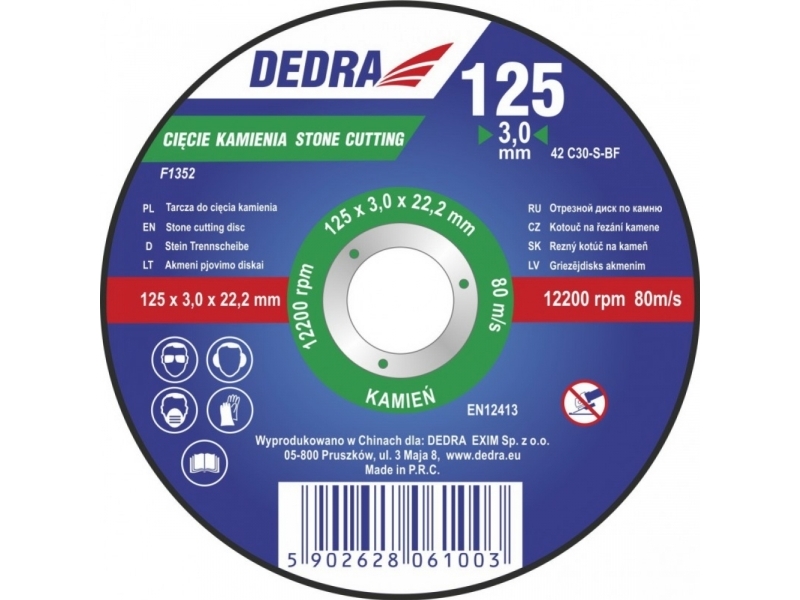 Dedra Diamantklinge 230X3,2X22,2 Mm Til Sten - F1355