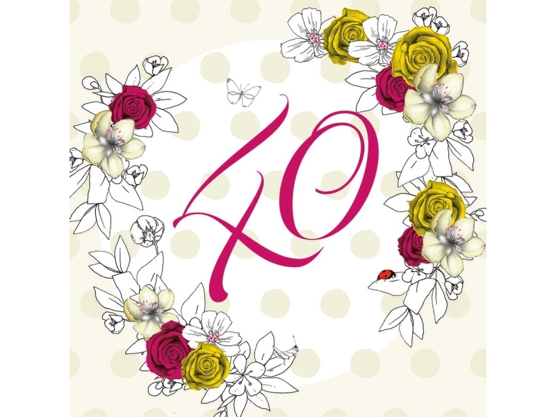 Billede af Clear Creation Swarovski Kort Firkantet Fødselsdag 40 Blomster