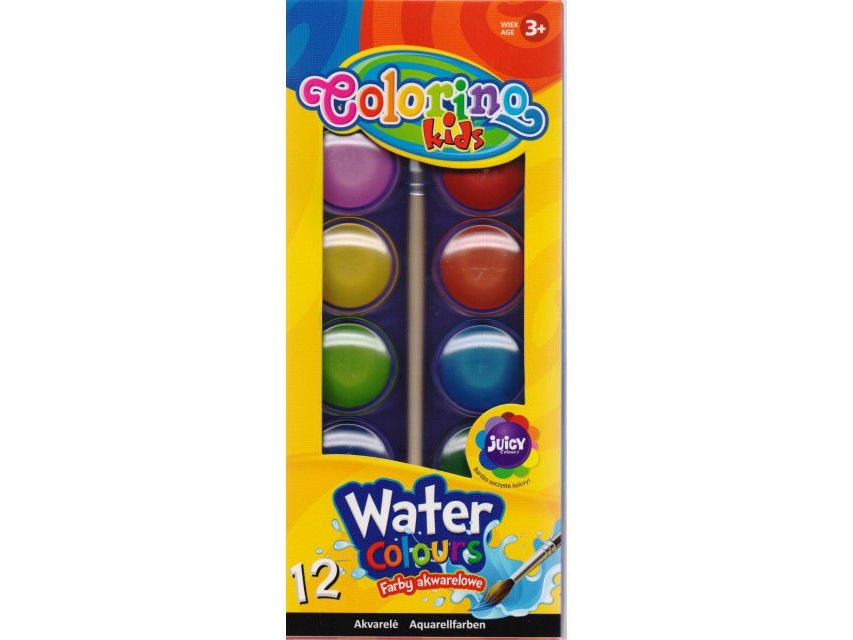 COLORINO KIDS akvarelmaling stor pastille, 12 farver