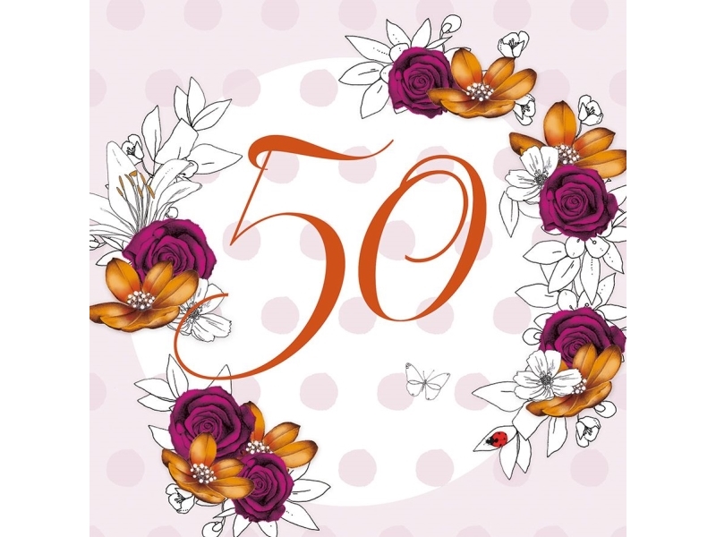 Billede af Clear Creation Swarovski Kort Firkantet Fødselsdag 50 Blomster