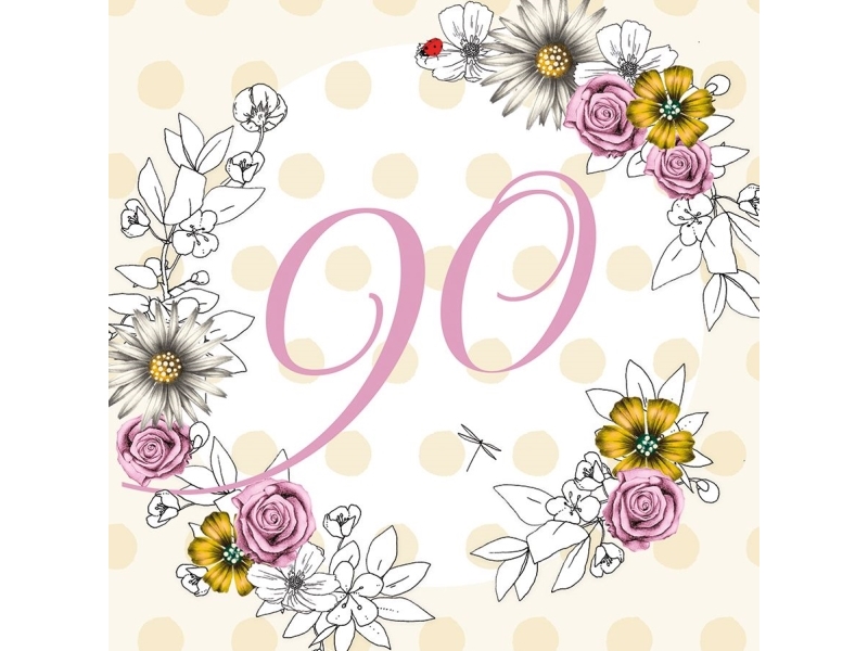 Billede af Clear Creation Swarovski Kort Firkantet Fødselsdag 90 Blomster
