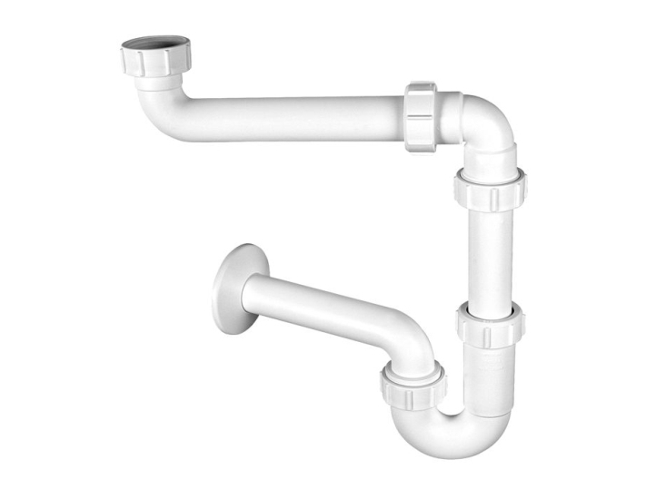Washbasin siphon McAlpine pipe 5/4 DN32 with extension white (HC4PF-32SPS)