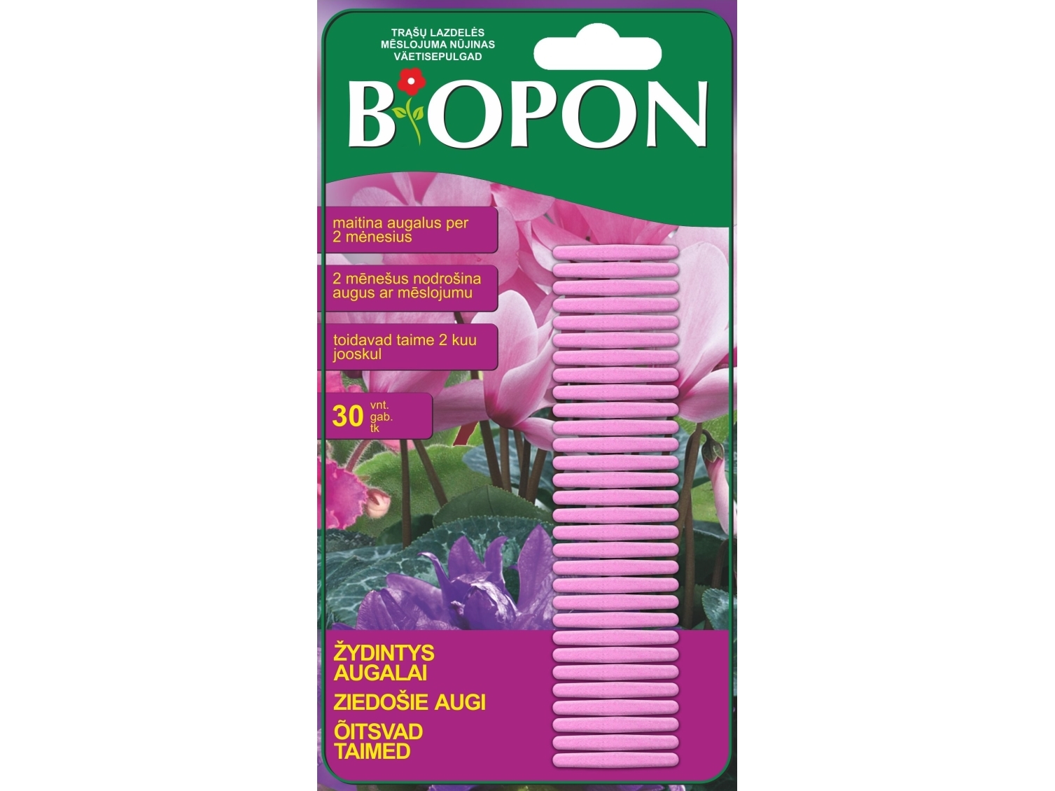 Biopon gødningspinde til blomstrende planter, 30 stk.