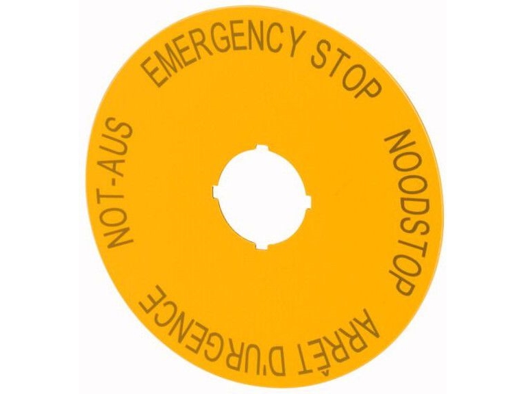 Eaton mærke-/advarselsplade gul rund Ø90 EMERGENCY STOP M22-XAK3 (216467)