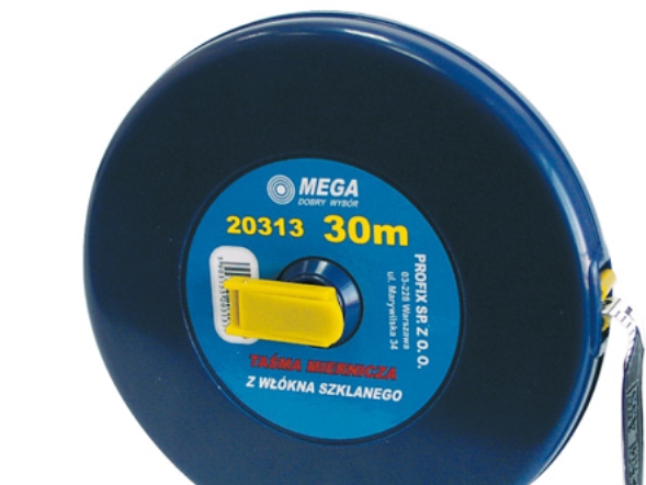 Mega glasfibermålebånd 10 m lukket kasse - 20311