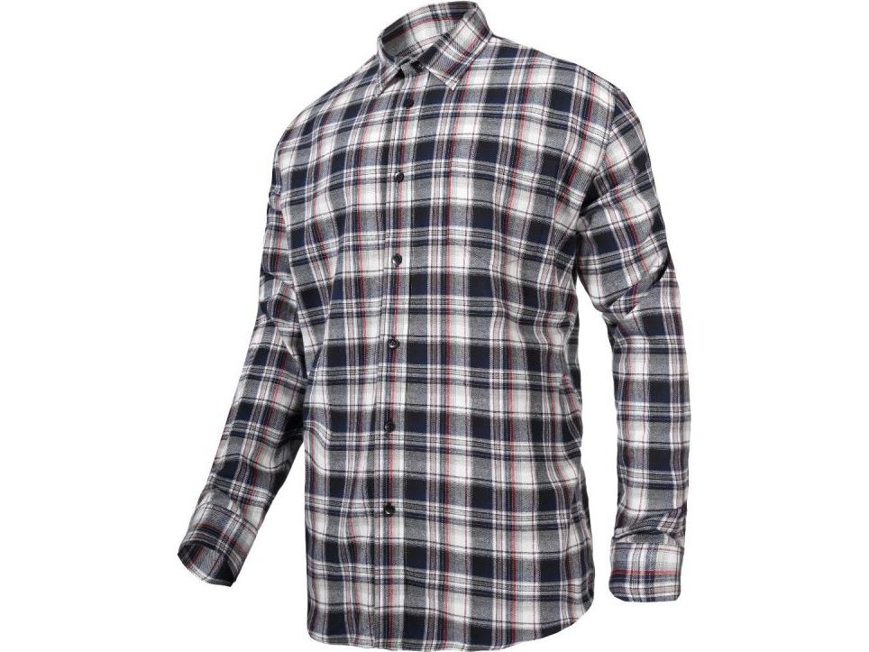 Lahti Pro grå- och svartrutig bomullsflanellskjorta storlek L (L4180403) | Kläder & Säkerhet - Arbetskläder - Skjortor | GameStuff