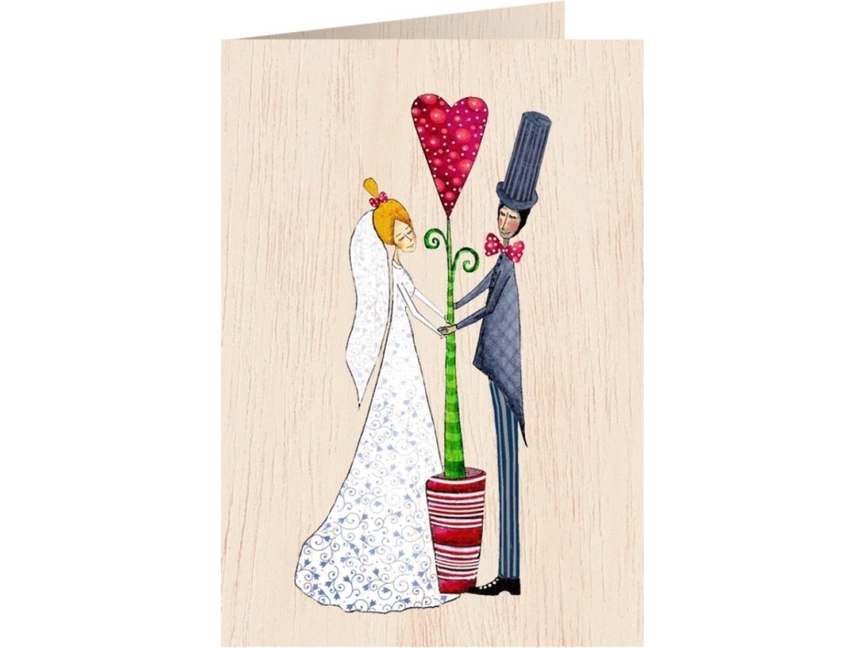 Holz-Carnet C6 + Umschlag Hochzeitsblume