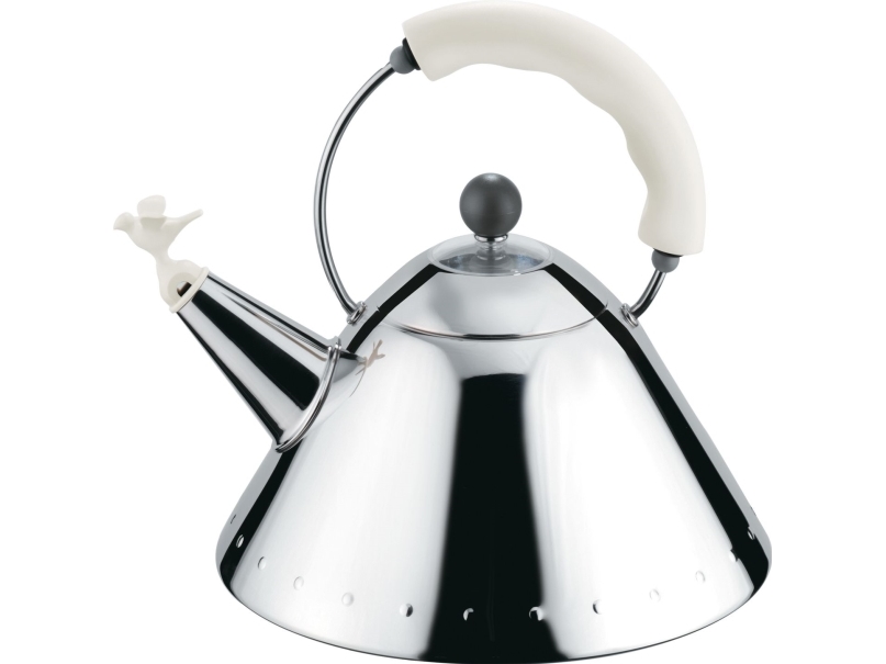 ALESSI 9093 W vattenkokare i rostfritt stål för induktion 2 liter med sjungande fågelsignal