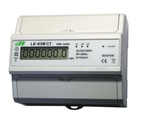 F&F trefaset elenergimåler med programmerbar drev RS-485 MODBUS LCD kl.1 LE-03M-CT