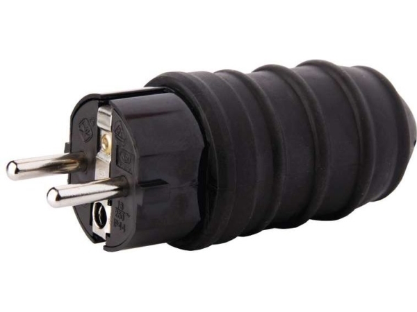 Emos Rubber Plug 10/16A 250V 2P + With Ip44 Black (P0050)