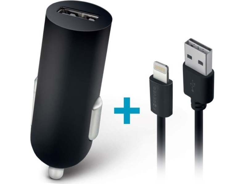 Forever-Oplader Forever Usb 2A M02-Biloplader + 8-Pins Kabel Til Iphone