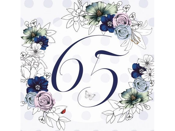 Billede af Clear Creation Swarovski Kort Firkantet Fødselsdag 65 Blomster