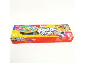 Guašas mix (metalizuotos, šviečiančios tamsoje,neoninės,blizgios sp.) 12 spalvų 20 ml Colorino