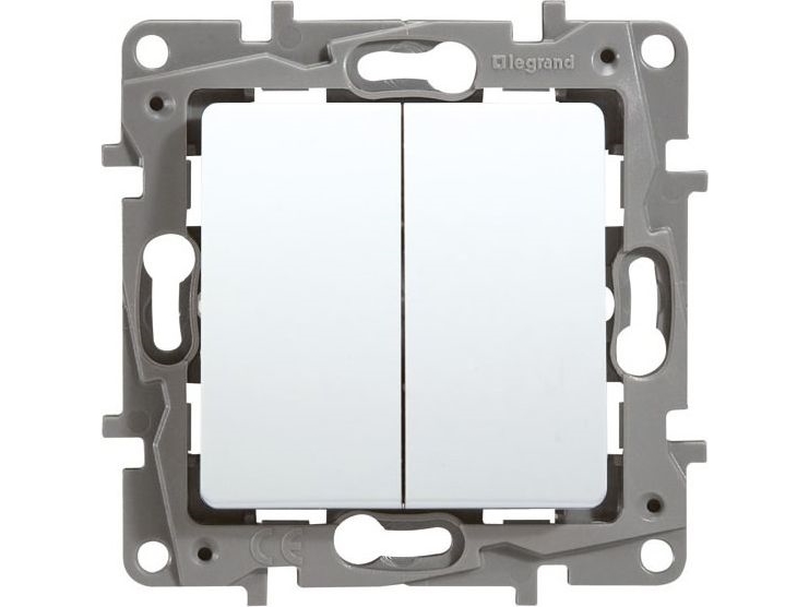 Legrand Dobbelt Afbryder Med Trykknap 6A Hvid Niloe - 664508