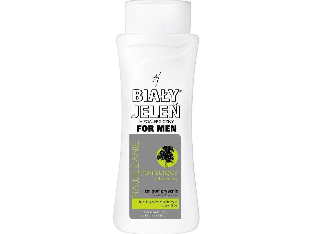 White Jeleń_Hypoallergenic Moisturizing Shower Gel For Men Toning Birch Sap 300Ml