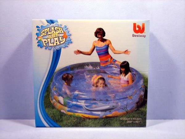 Bestway 51045, Aufblasbarer Pool, 445 L, Rund, Vinyl, Transparent