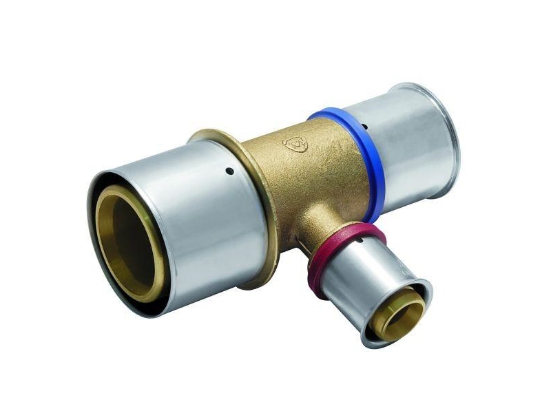KAN-therm T-stykke, messing, press-fit m. indsatsring 50×4/40×3,5/50×4 K-081106