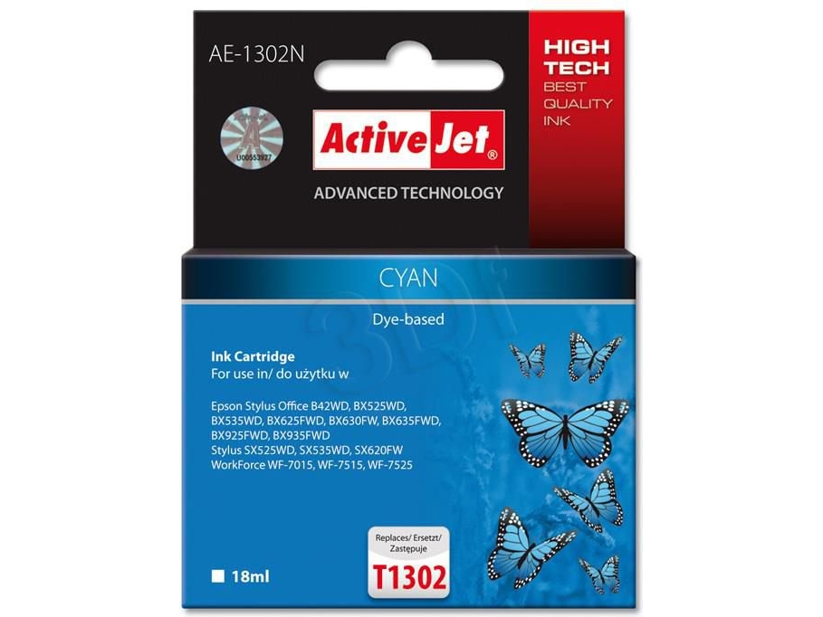 Activejet Ae-1302N Tinte (Ersatz Für Epson T1302 Supreme 18 Ml Blau)