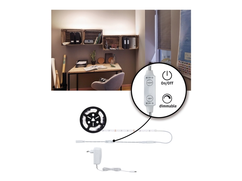 Paulmann 789.58, Universal stribelys, Indendørs/udendørs, Klæbende tape, Hvid, Plast, II