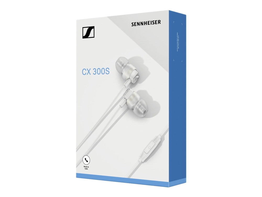 Sennheiser CX 300S - Øreproptelefoner med mik. - ørespids - kablet - 3,5 mm jackstik - støjisolerende - hvid