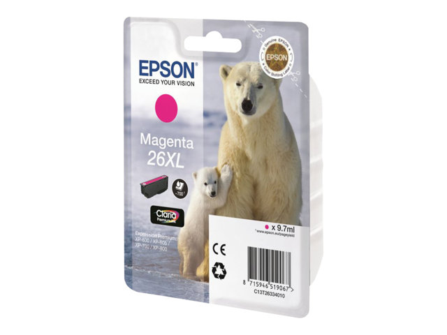 Epson 26Xl - 9.7 Ml - Xl - Magenta - Original - Blækpatron - For Expression Premium Xp-510, 520, 600, 605, 610, 615, 620, 625, 700, 710, 720, 800, 81