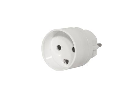 Hybridstecker 16A, Adapter Von Schuko/Pindjord-Stecker Auf Dänischen Stecker, Farbe Weiß