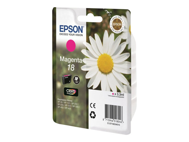 Epson 18 - Magenta - Original - Blækpatron - For Expression Home Xp-212, 215, 225, 312, 315, 322, 325, 412, 415, 422, 425
