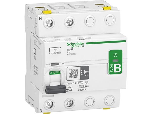 Schneider Electric Rccb Hpfi Afbryder 4P 63A 30Ma Klasse B-Si Ac/Dc Til Installationer Med 3Faset Frekvensomformer Og Inverter Med Dc Strømme