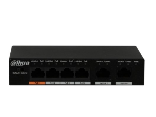 Dahua Technology Pfs3006-4Et-60 Netzwerk-Switch Unmanaged Fast Ethernet (10/100) Power Over Ethernet (Poe) Schwarz