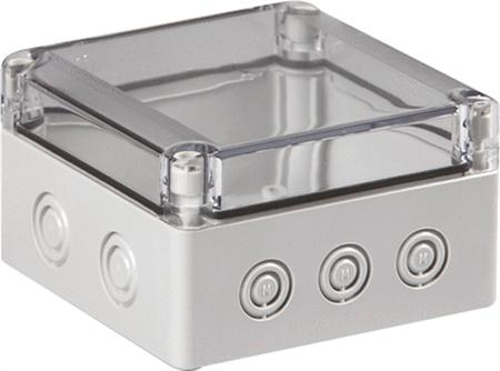 ENSTO Montageboks Polycarbonat 125 x 125 x 100 mm med transparant låg 4 x M16/25 + 6 x M12/20 IP 66 og IP 67 | EL Artiklar - Elcentral - Diverse utrustning för svarta tavlor | GameStuff