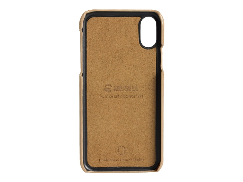 Krusell Sunne 2 Card Cover - Bagsidecover Til Mobiltelefon - Fuldnarvet Læder - Klassisk Nøgen - For Apple Iphone Xs Max