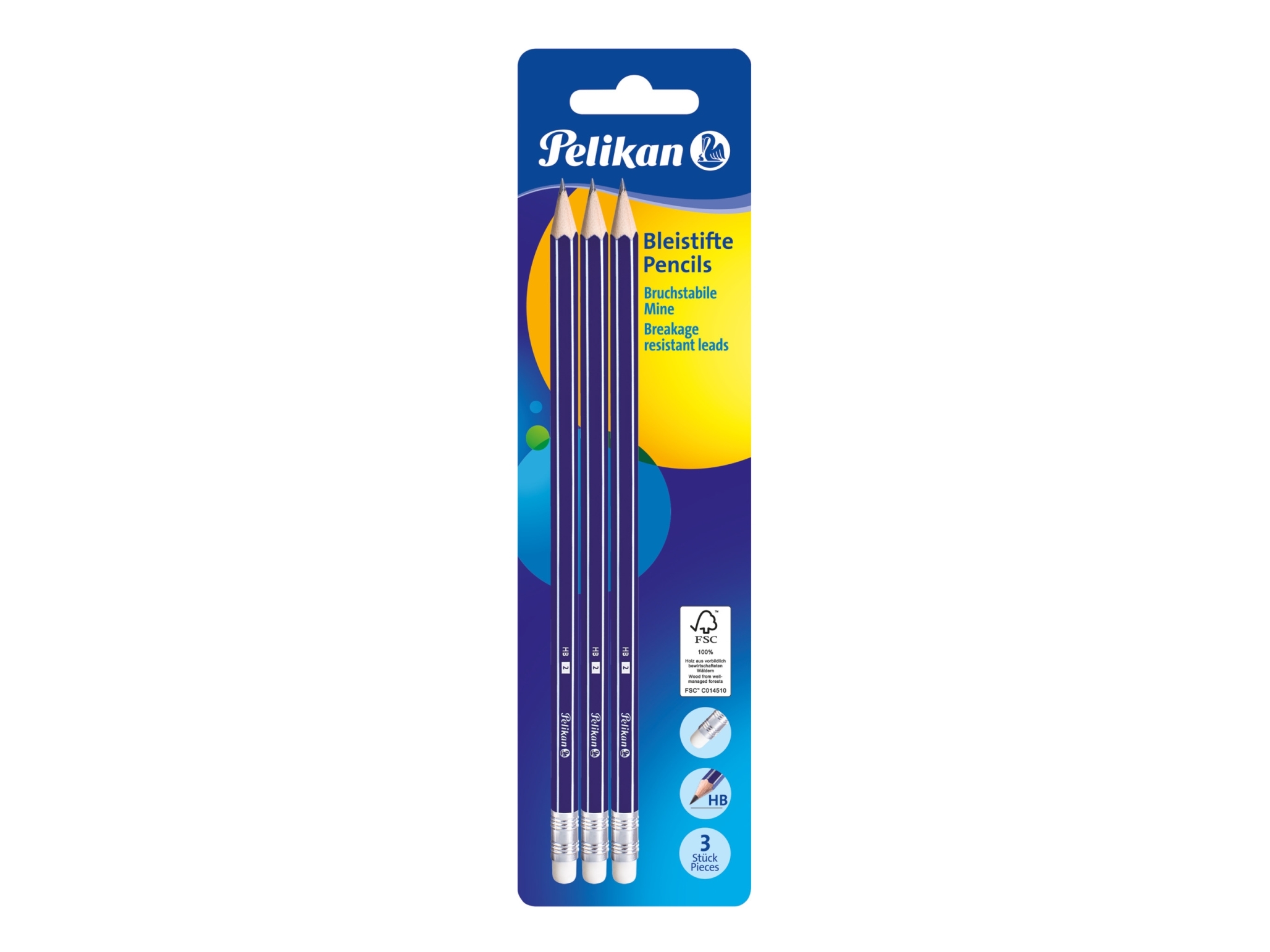 Pelikan 978866, Hb, Blau, Hexagonal, Sichtverpackung, 3 Stück(E), Deutschland
