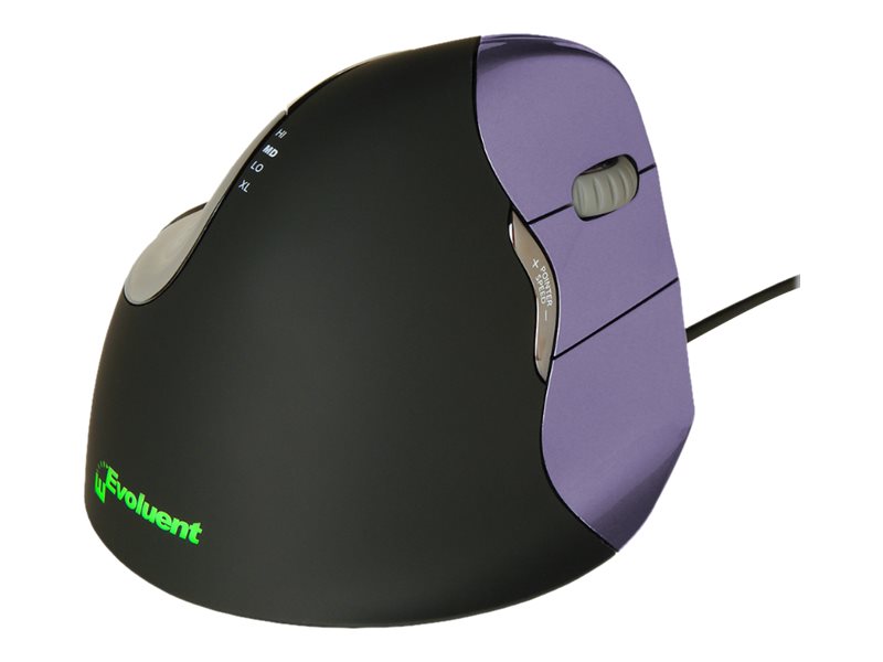 Evoluent Verticalmouse 4 Small - Lodret Mus - Højrehåndet - Optisk - 6 Knapper - Kabling - Usb - Lilla/Sort