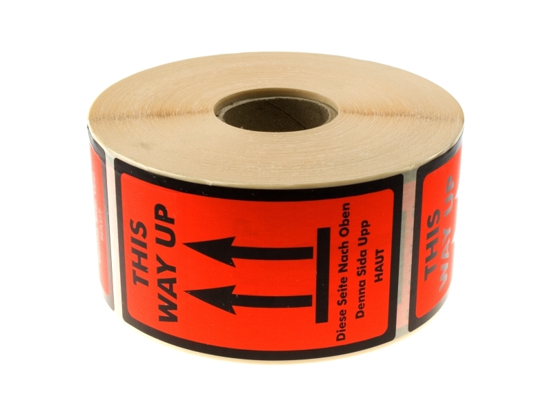 Etiketter med text: This Way Up150x75x150mm 1,385kg (1st) | Papper & Emballage - Taggar | GameStuff