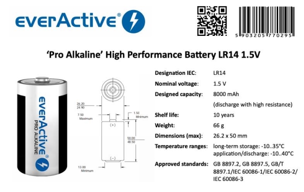 Everactive Pro Alkaline Batterien Lr14 C - Blister 2 Stk.