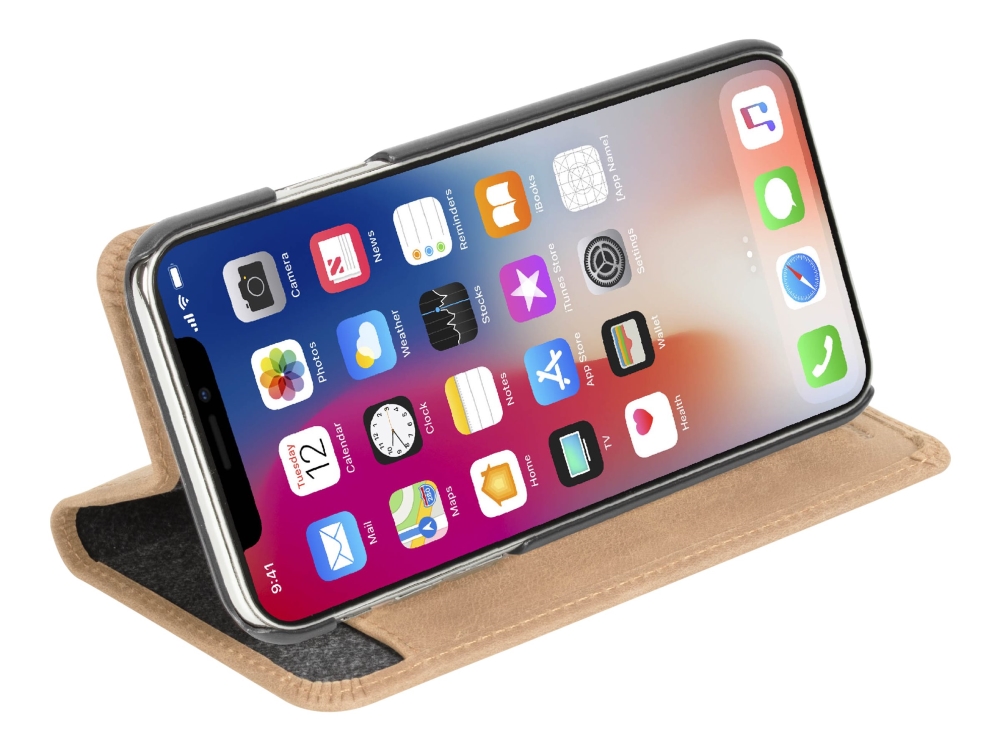 Krusell Sunne 4 Card Foliowallet - Flipomslag Til Mobiltelefon - Ægte Læder - Klassisk Nøgen - For Apple Iphone Xs Max