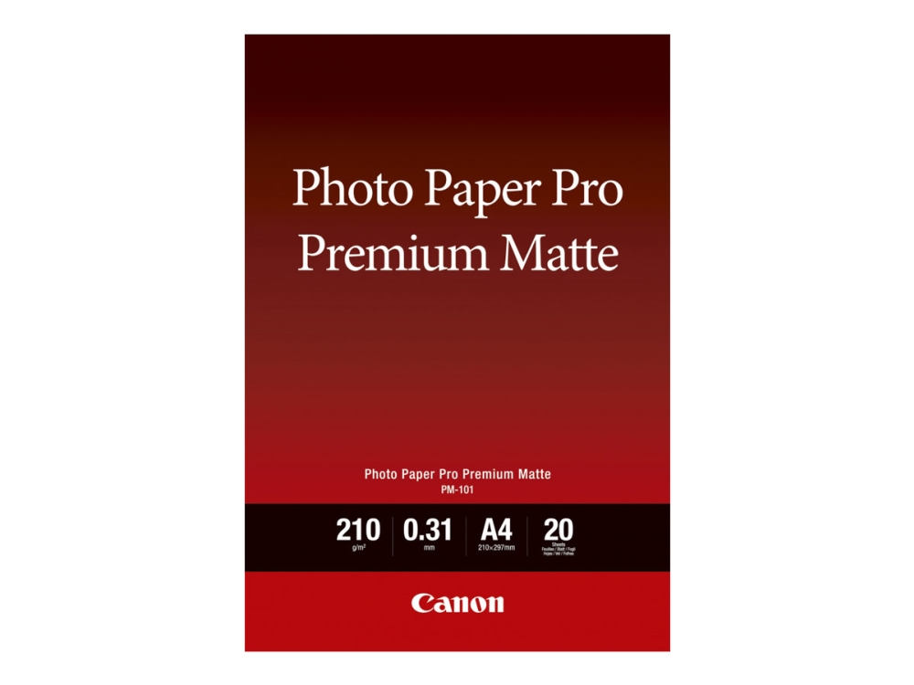 Canon Pro Premium Pm-101 - Glatt Matt - 310 Mikron - A4 (210 X 297 Mm) - 210 G/M² - 20 Blatt Fotopapier - Für Pixma Pro-1, Pro-10, Pro-100 (8657B005)