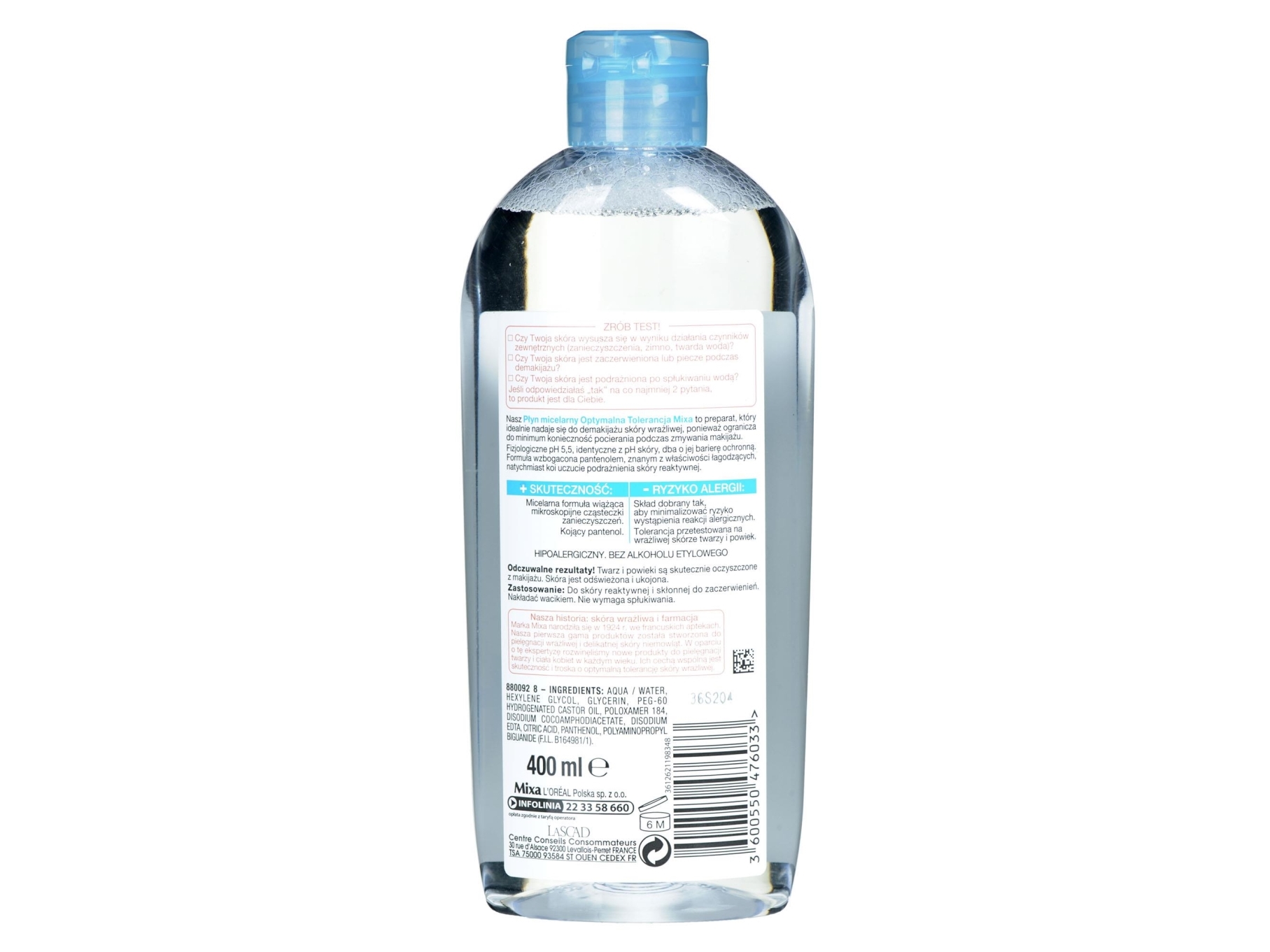 Mixa Optimal Tolerance Micellar Water For Very Sensitive Skin 400Ml