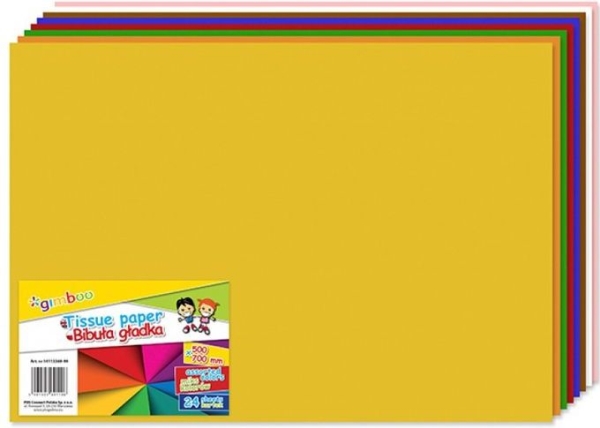 Gimboo silkepapir/servietpapir, glat med folder 24 ark mix farver (1 stk.)