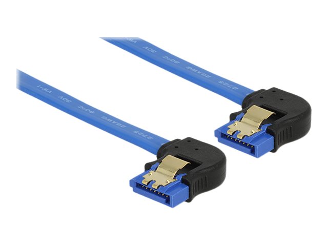 Delock - Sata-Kabel - Serial Ata 150/300/600 - Sata Nedvinklet Til Sata Nedvinklet - 10 Cm - Haspet - Blå