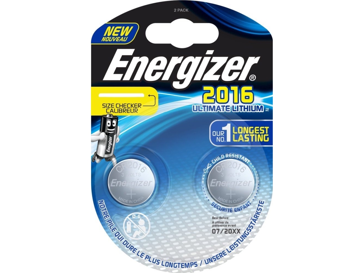 Knapcelle Batterier Energizer Ultimate Lithium Cr2016, Pakke A 2 Stk.