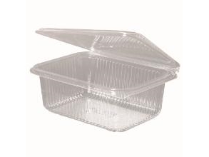 Plastbæger 1000 Ml 188X143x67 Mm Firkantet Hængslet Låg Bionedbrydelig Pla Klar,8 Ps X 50 Stk/Krt