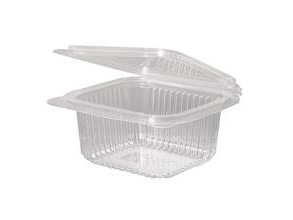 Plastbæger 500 Ml 135X125x56 Mm Firkantet Hængslet Låg Bionedbrydelig Pla Klar,12 Ps X 50 Stk/Krt