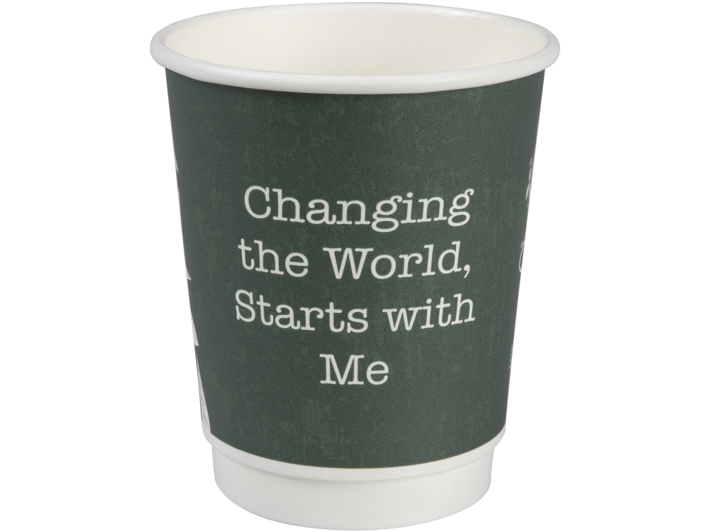 Kaffekopp Green Leaves, ABENA Gastro, 9,1cm, Ø8cm, 24 cl, 28 cl, grön, CPLA/kartong, 8 oz - (20 st.) | Catering - Engångsservis | GameStuff