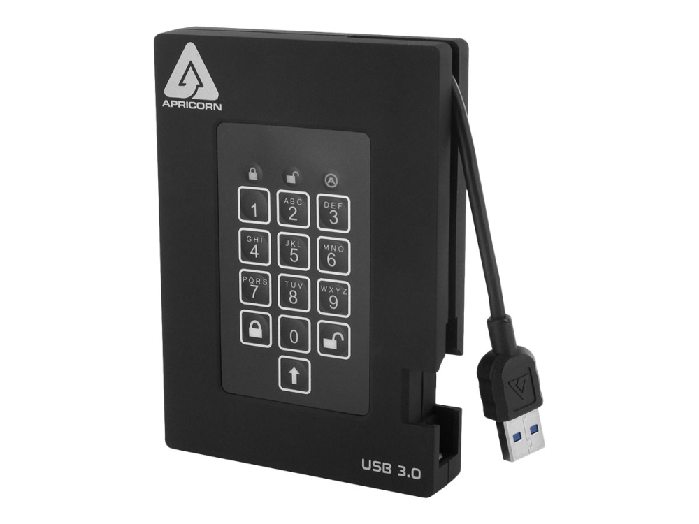 Apricorn Aegis Padlock Fortress A25-3Pl256-S1000f - Ssd - Krypteret - 1 Tb - Ekstern (Bærbar) - Usb 3.0 - Buffer: 8 Mb - Fips 140-2 Level 2, 256-Bit