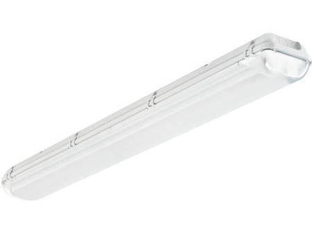 Alhama Tom 2-rörsarmatur förberedd för 1500 mm LED-lysrör, sockel/skärm i polykarbonat, plastklämma, utan invändig genomgående kabeldragning. | Ljuskällor - LED | GameStuff