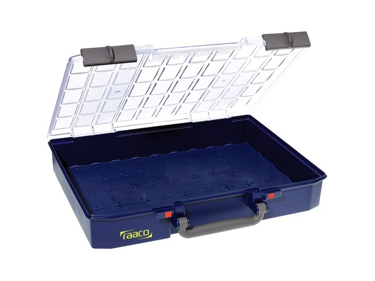 raaco CarryLite 80, Verktygslåda, Polykarbonat, Polypropylen, Blå, Transparent, 13 kg, Gångjärn, 413 mm