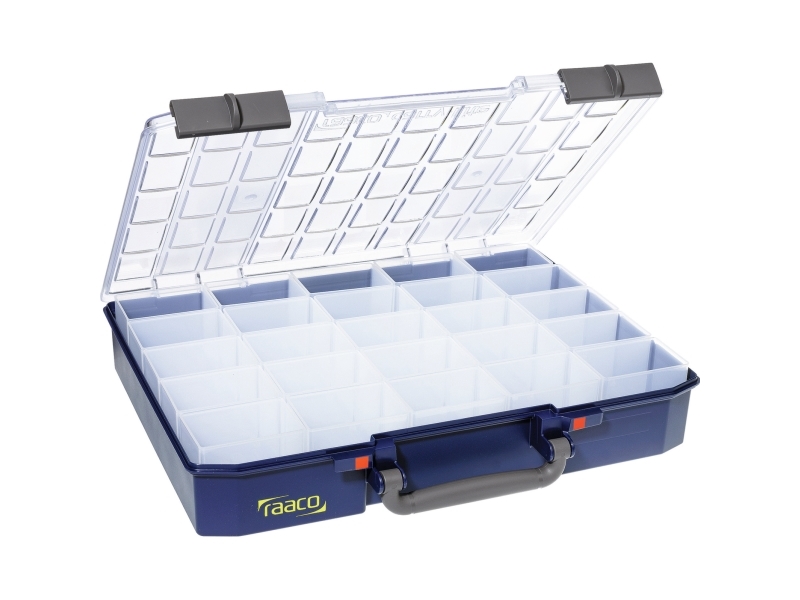 raaco CarryLite 80, Verktygslåda, Polykarbonat, Polypropylen, Blå, Transparent, 13 kg, Gångjärn, 413 mm